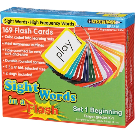 Edupress Sight Words in a Flash Learning System - Set 1, Beginning 62315